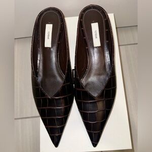 Toteme Sharp Croc Mules,40,Brown